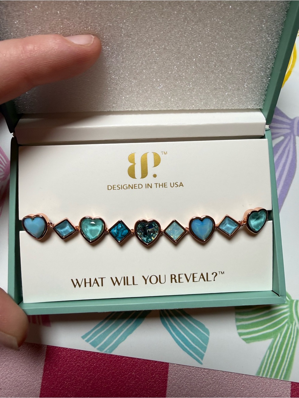 Heart Gem Bracelet in Turquoise & Teal